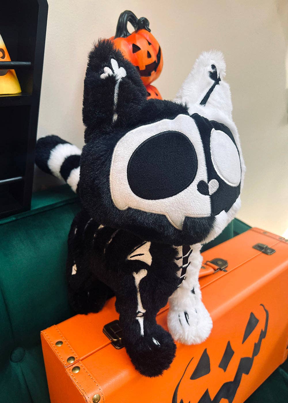 Splitzokitty Black & White Skeleton Cat Plush