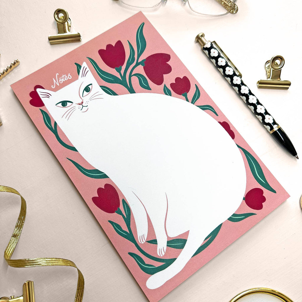 Tiptoe Through the Tulips Cat Notepad