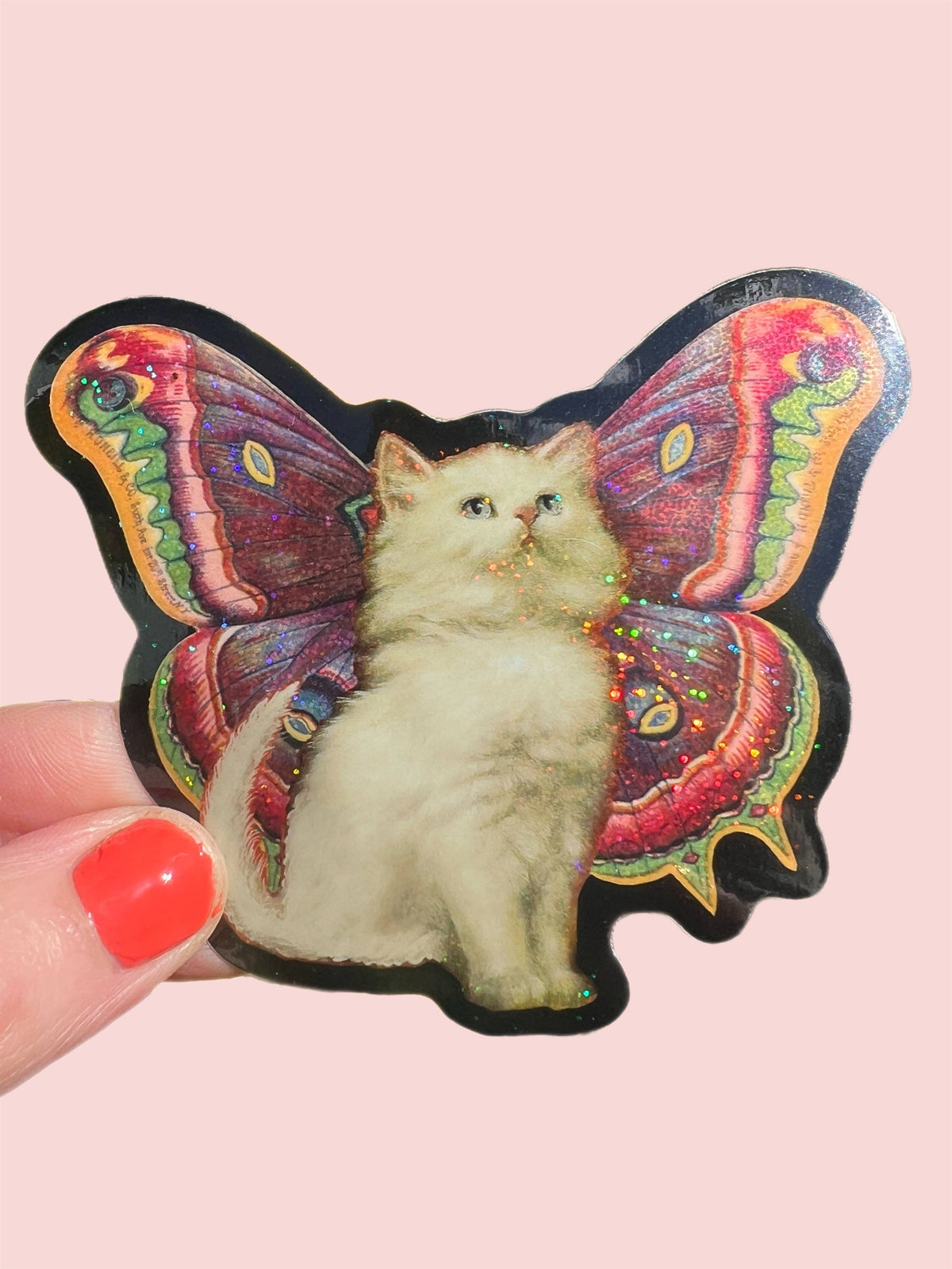Butterfly Cat Glitter Sticker