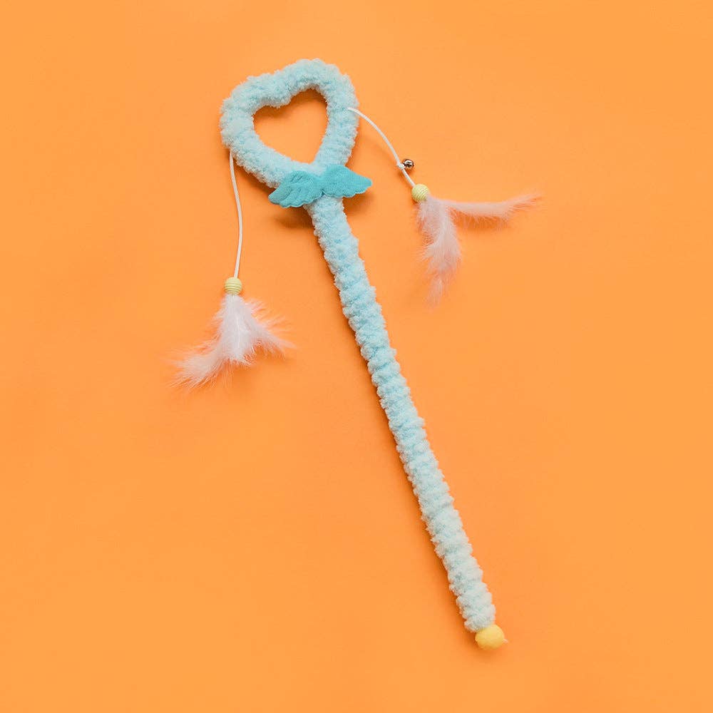 Blue Heart Cat Teaser Wand Toy