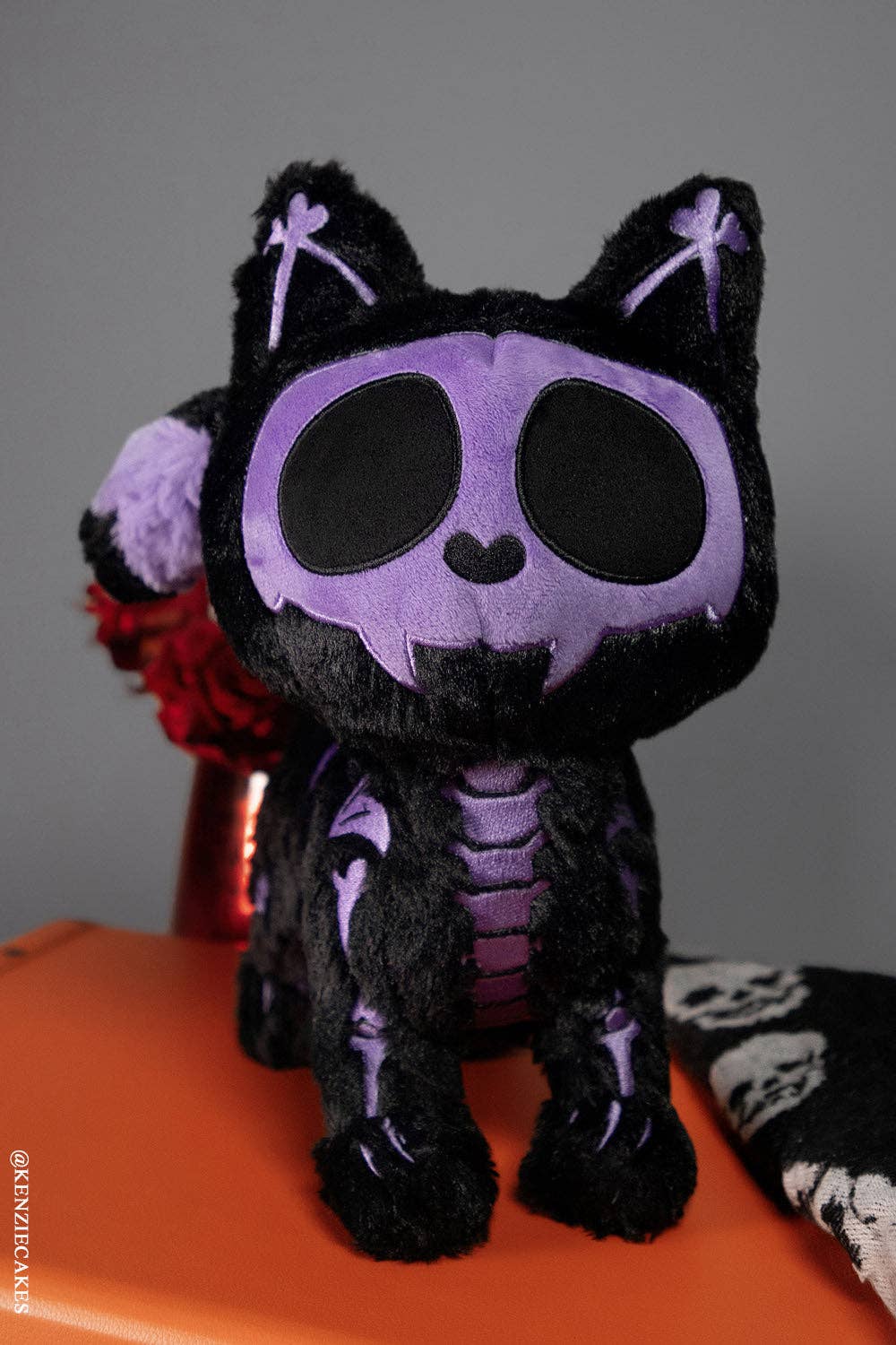 Purple Bones Skelekitty Skeleton Cat Plush