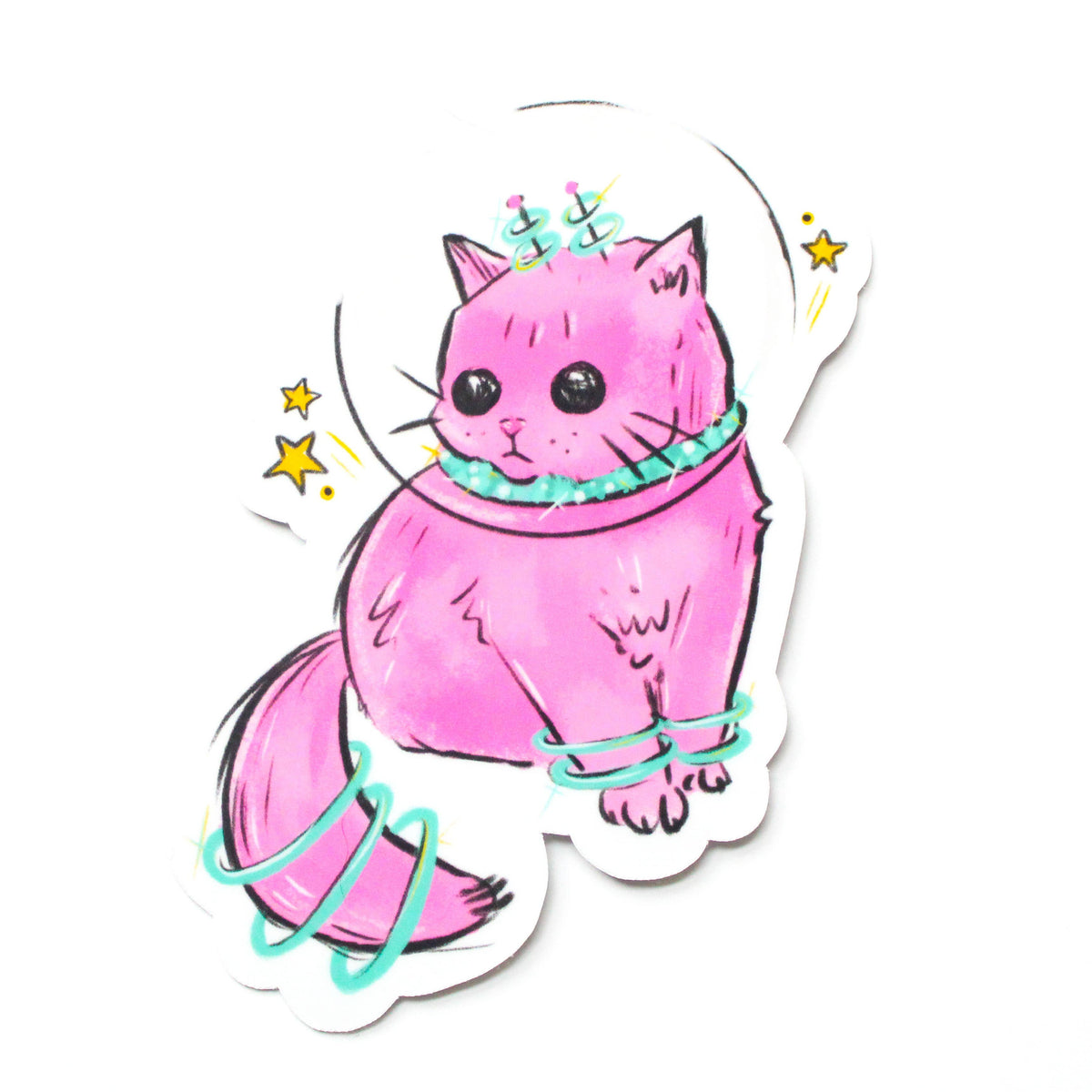 Pink Space Kitty Vinyl Sticker