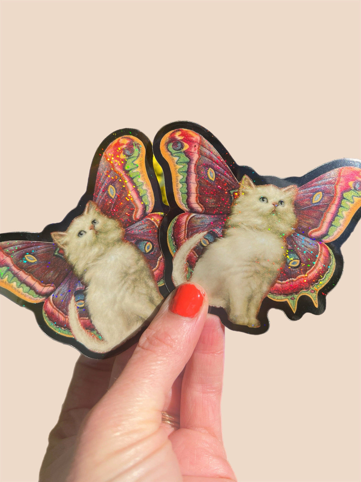 Butterfly Cat Glitter Sticker