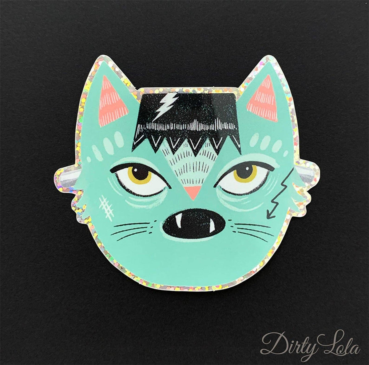 Frankenstein Kitty Glitter Sticker