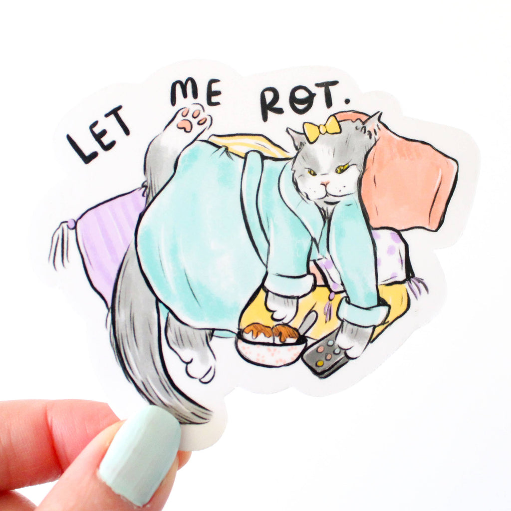 Let Me Rot Couch Potato Cat Sticker