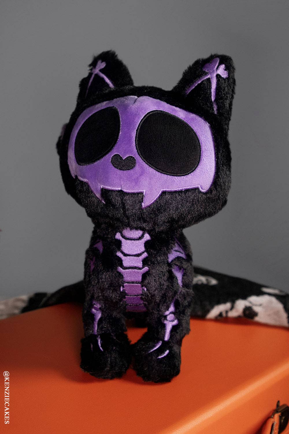 Purple Bones Skelekitty Skeleton Cat Plush