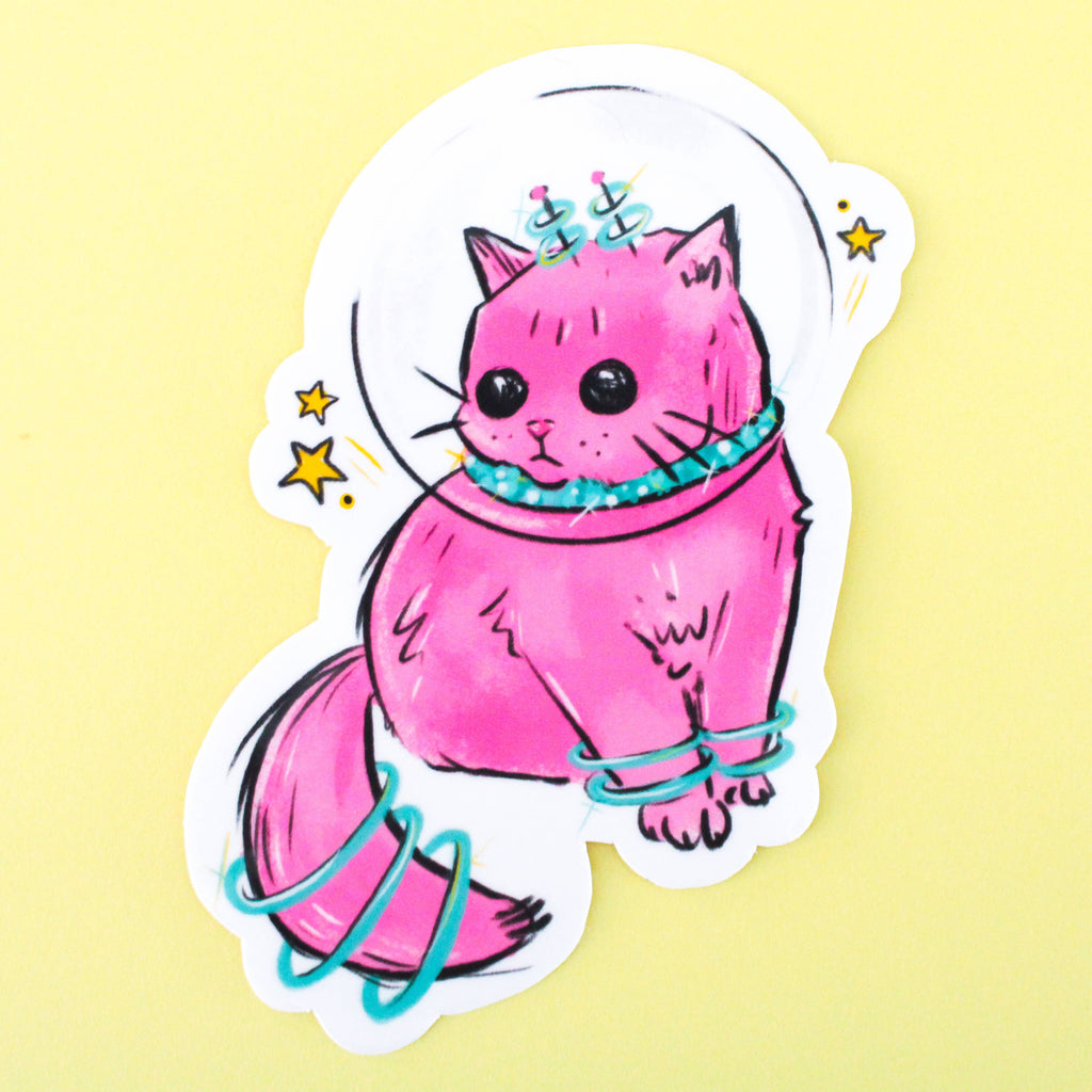 Pink Space Kitty Vinyl Sticker