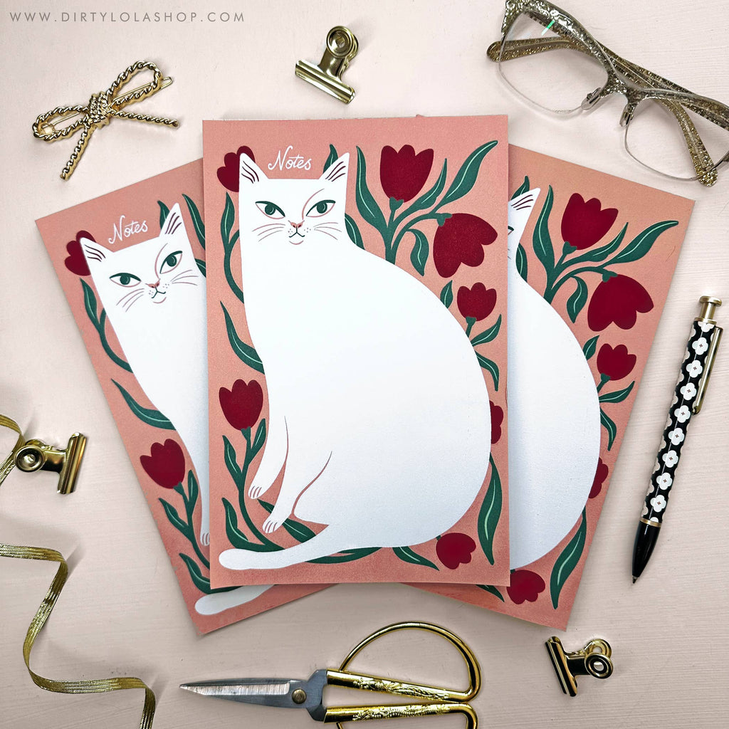 Tiptoe Through the Tulips Cat Notepad