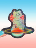 Kitty in Orbit Glitter Sticker
