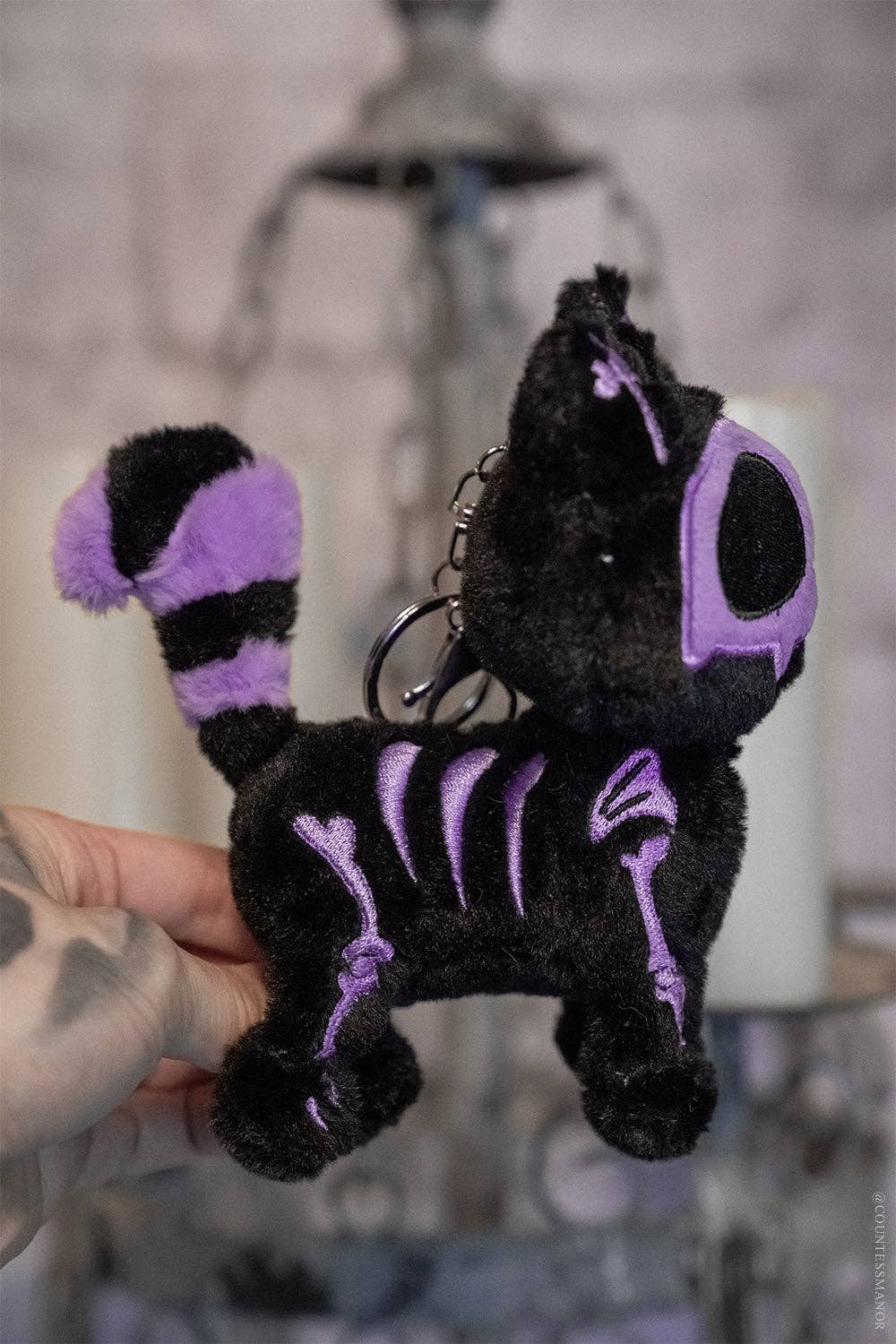 Ultraviolet Skelekitty Plush Keychain