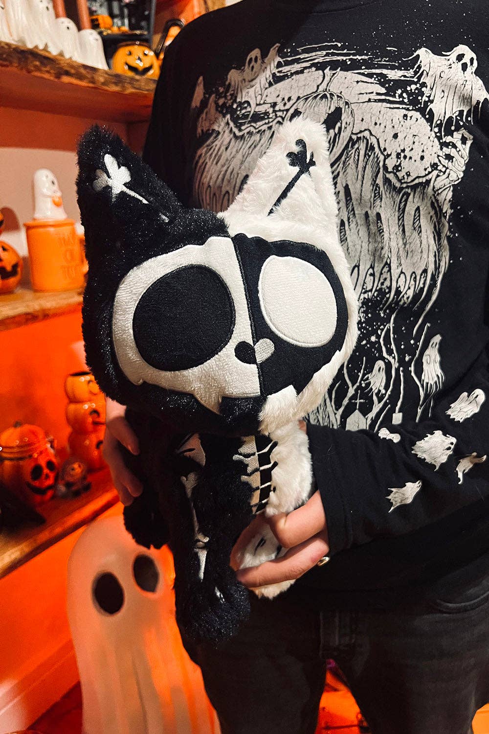 Splitzokitty Black & White Skeleton Cat Plush
