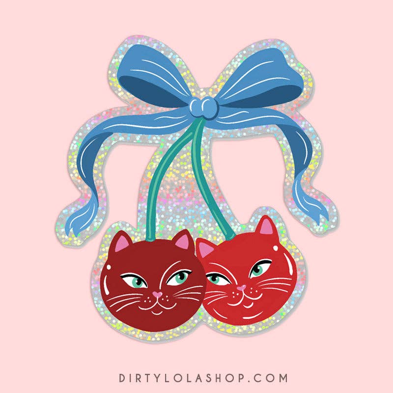Cherry Kitties Glitter Sticker