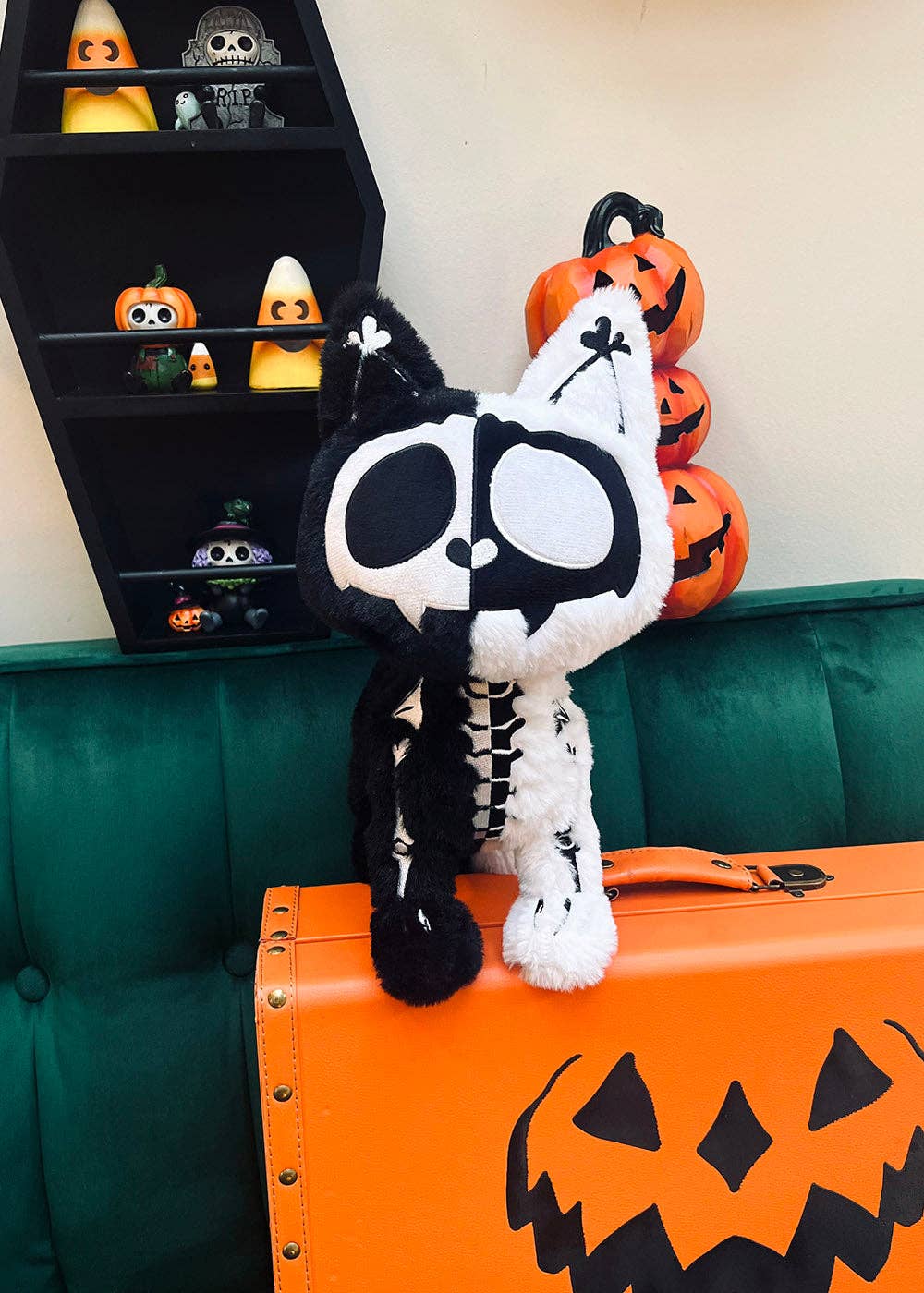 Splitzokitty Black & White Skeleton Cat Plush