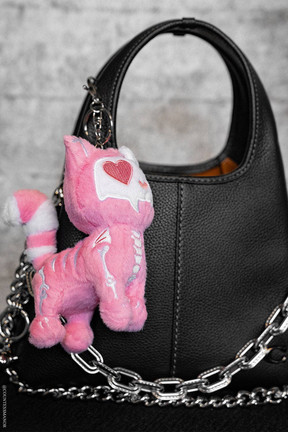 Smitten Kitten Skeleton Cat Plush Keychain