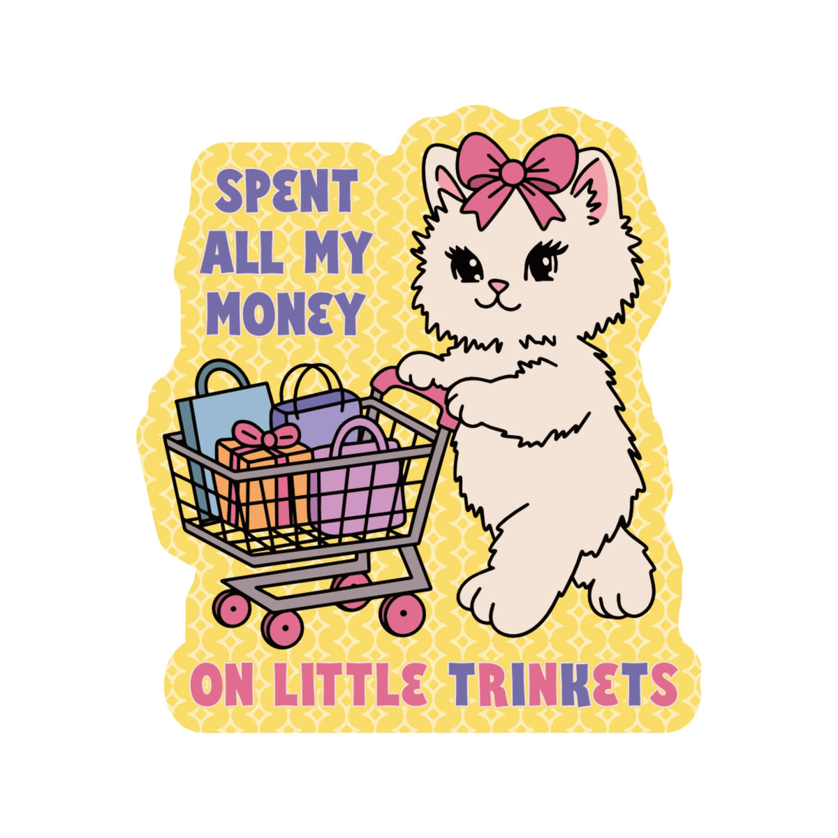 Spent All My Money on Trinkets Cat Sticker