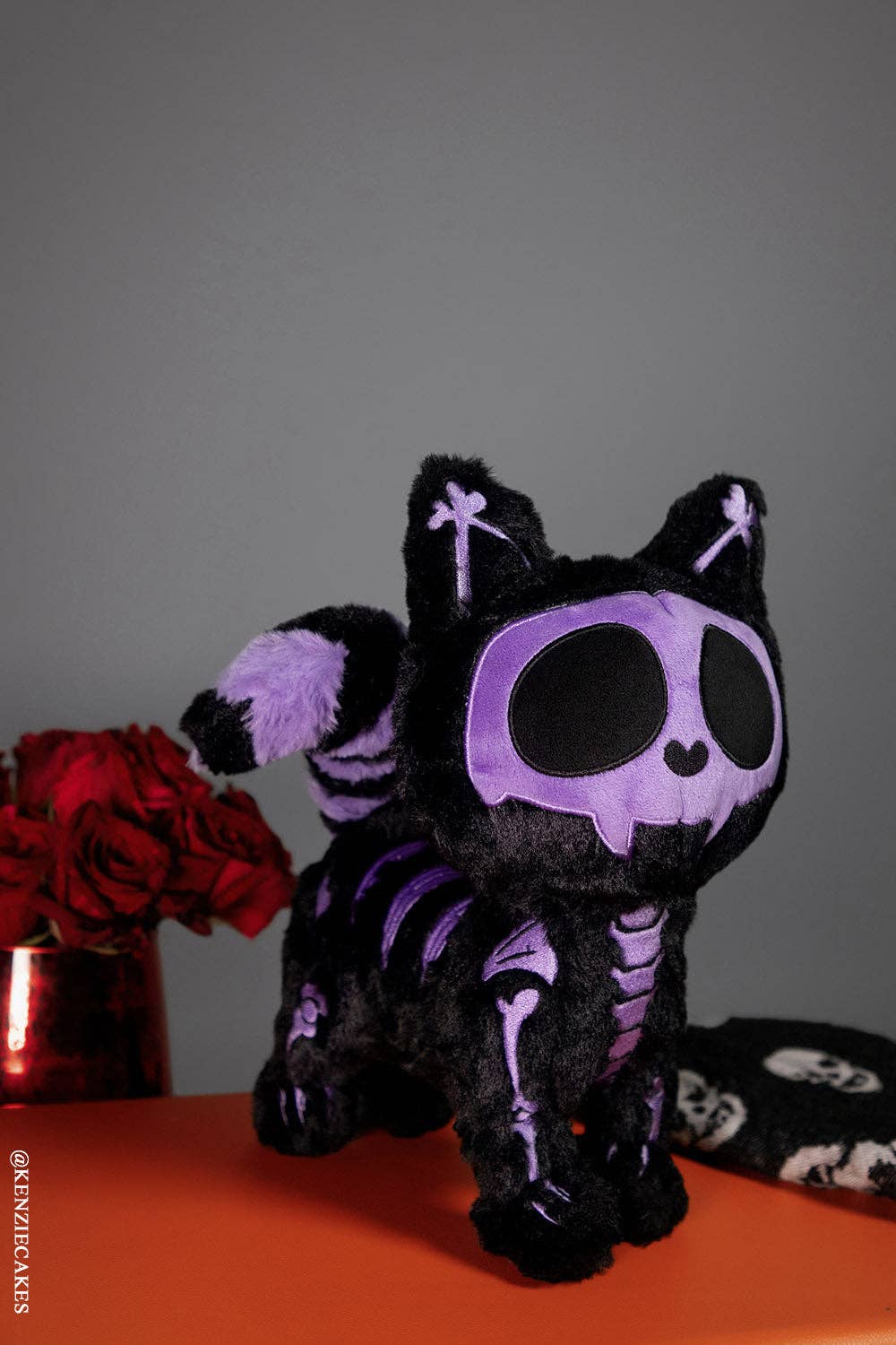 Purple Bones Skelekitty Skeleton Cat Plush