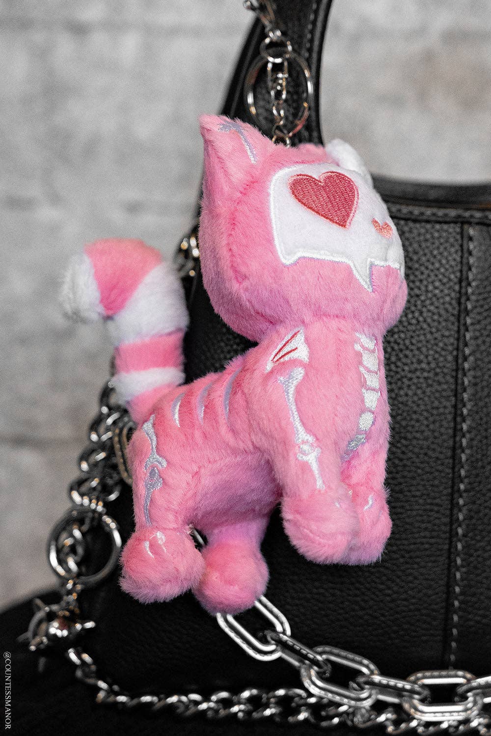 Smitten Kitten Skeleton Cat Plush Keychain