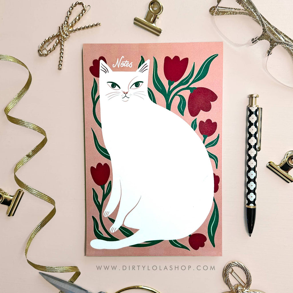 Tiptoe Through the Tulips Cat Notepad
