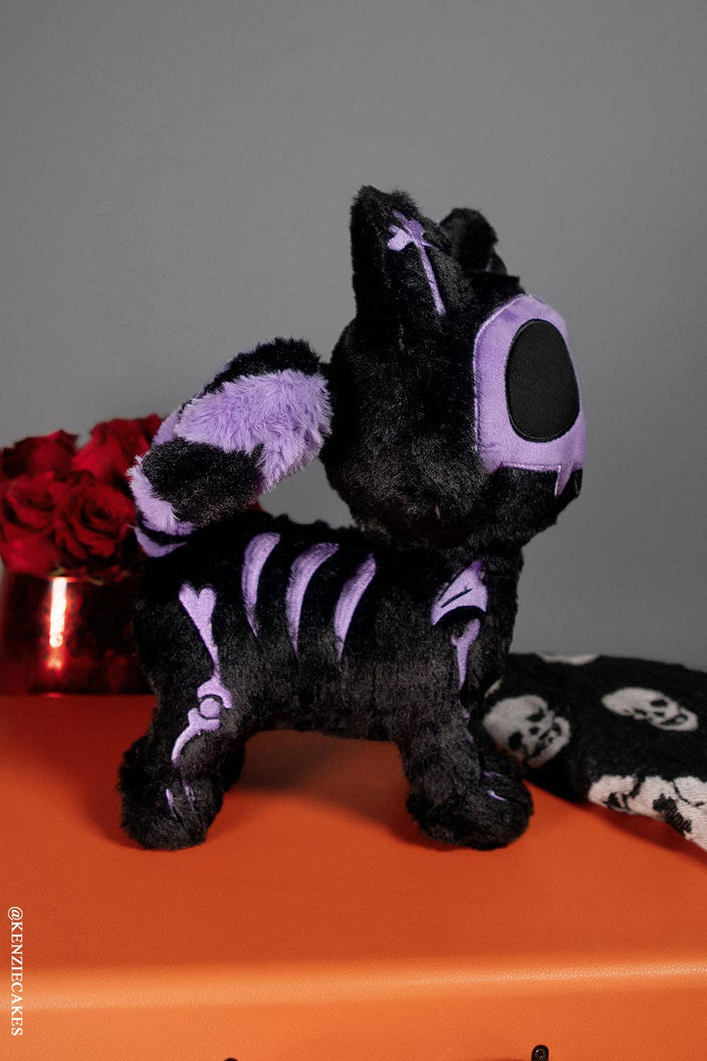 Purple Bones Skelekitty Skeleton Cat Plush
