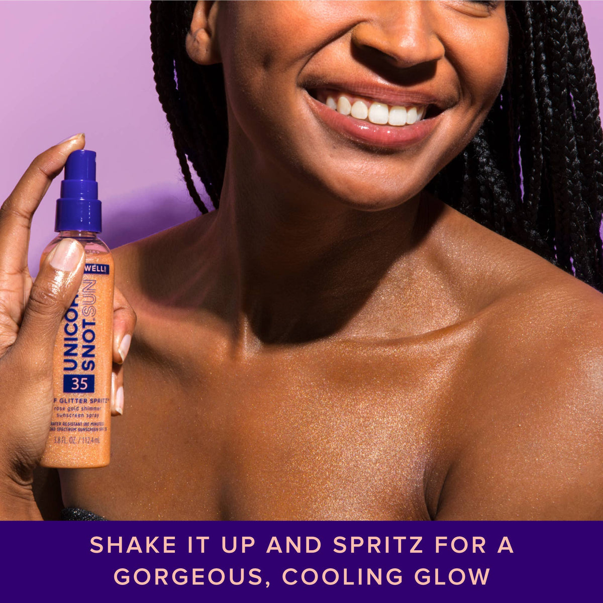 Rose Gold Glitter Sunscreen Spray SPF 35