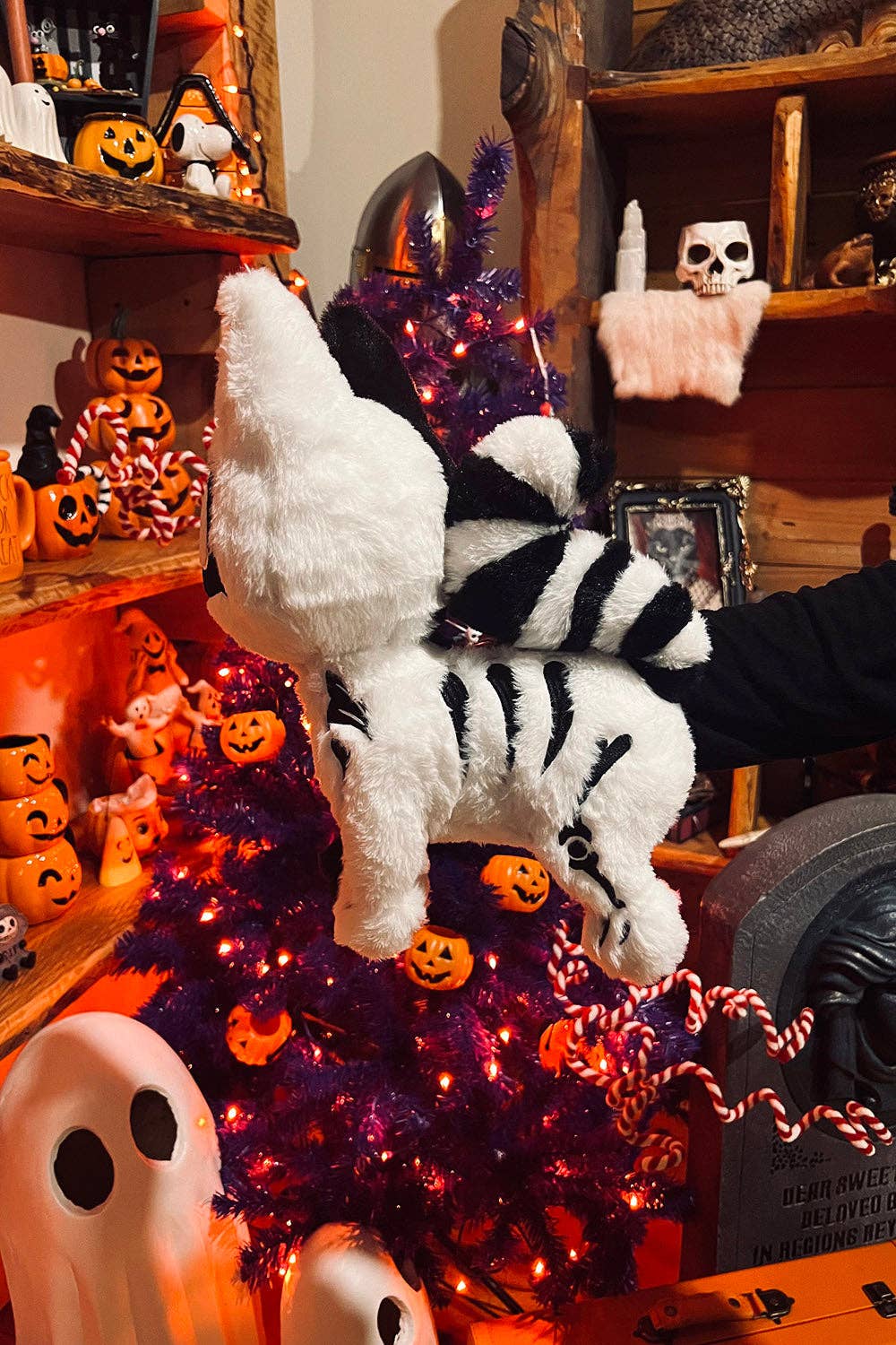Splitzokitty Black & White Skeleton Cat Plush