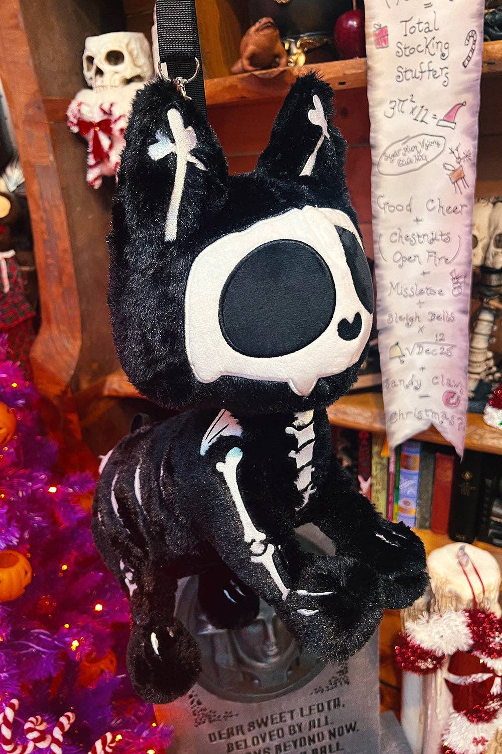 Skelekitty Skeleton Cat Plush Purse