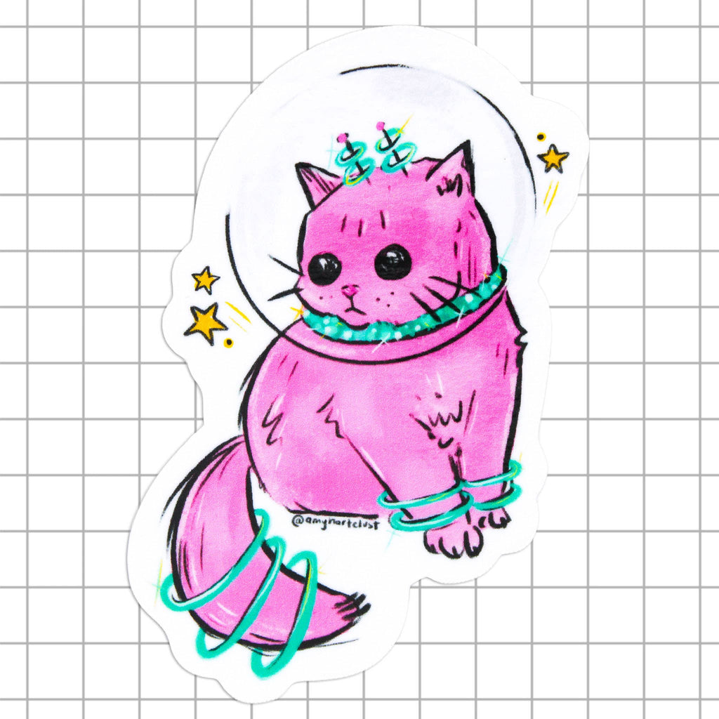 Pink Space Kitty Vinyl Sticker