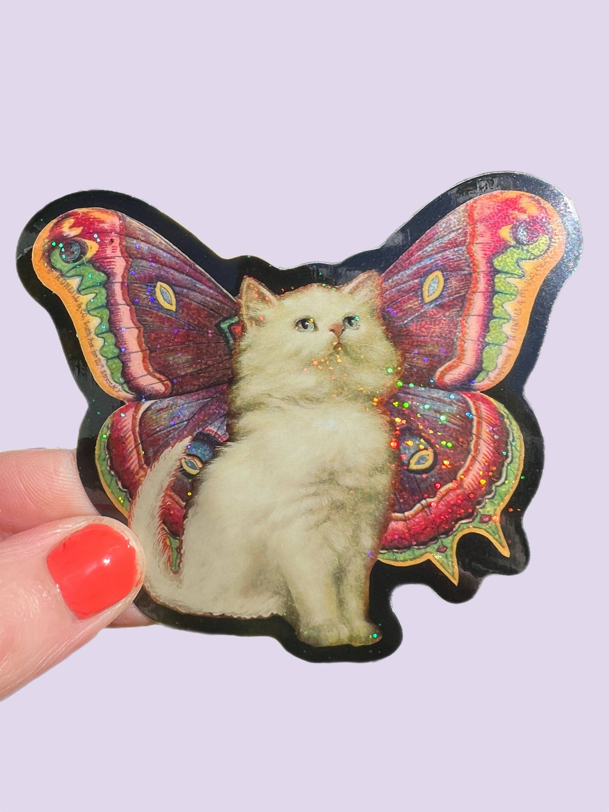 Butterfly Cat Glitter Sticker