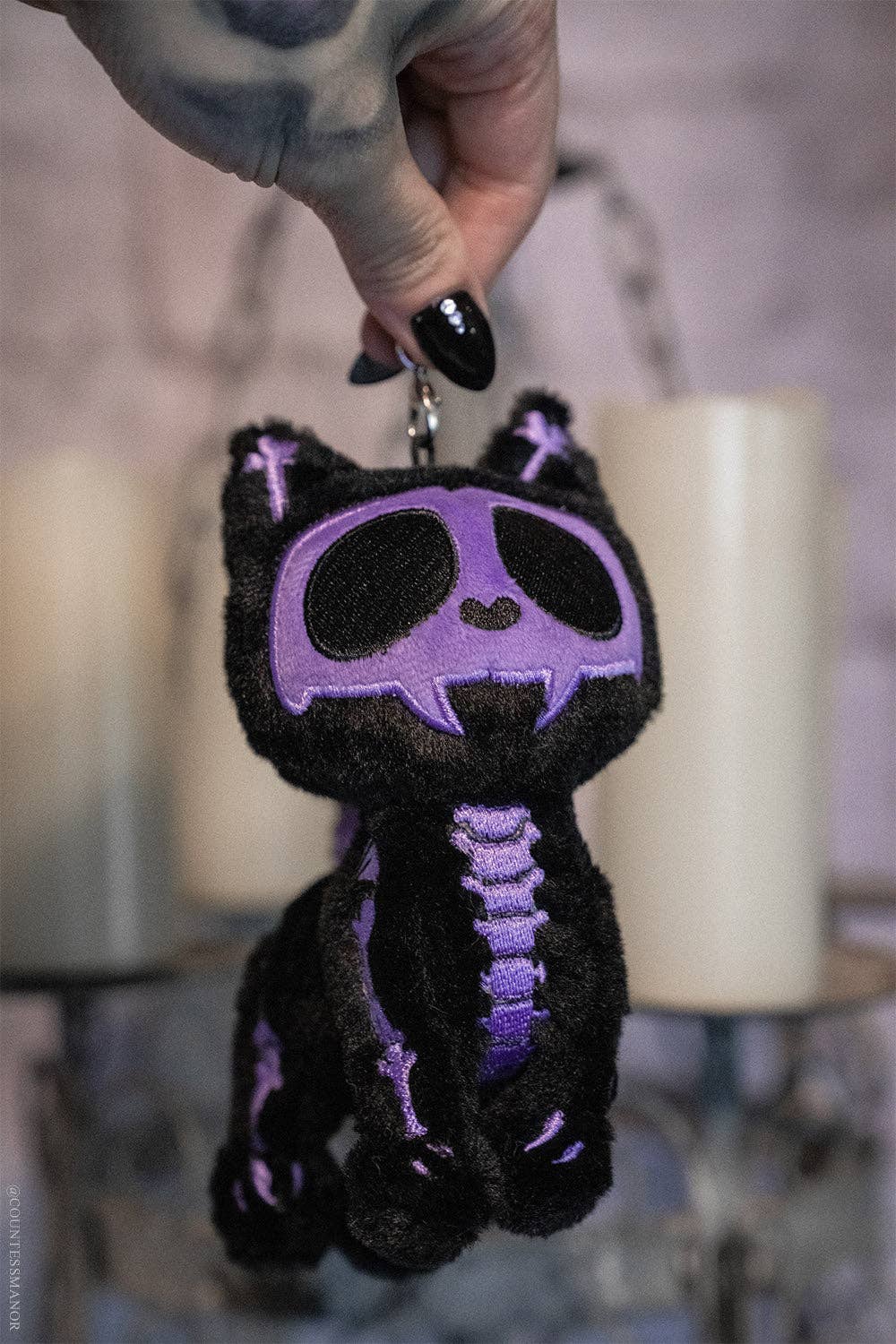 Ultraviolet Skelekitty Plush Keychain