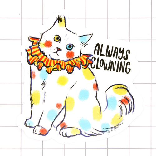 Always Clowning Cat Sticker